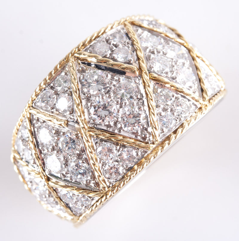 Platinum 14k Yellow Gold Round Diamond Two-Tone Cocktail Ring 2.26ctw 25.8g
