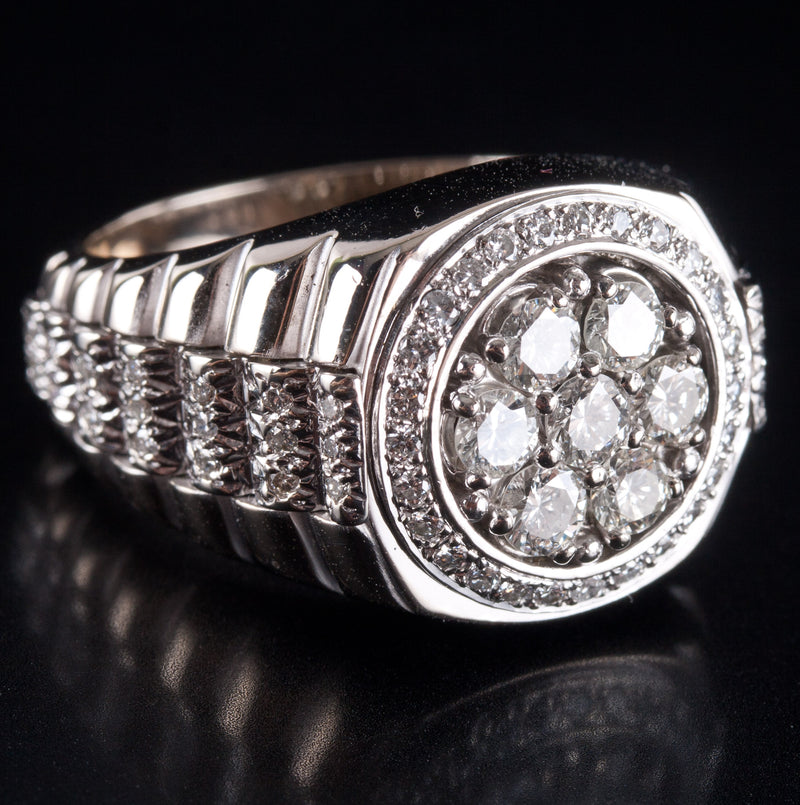 18k White Gold Round Diamond Cluster Cocktail Style Ring .925ctw 16.5g