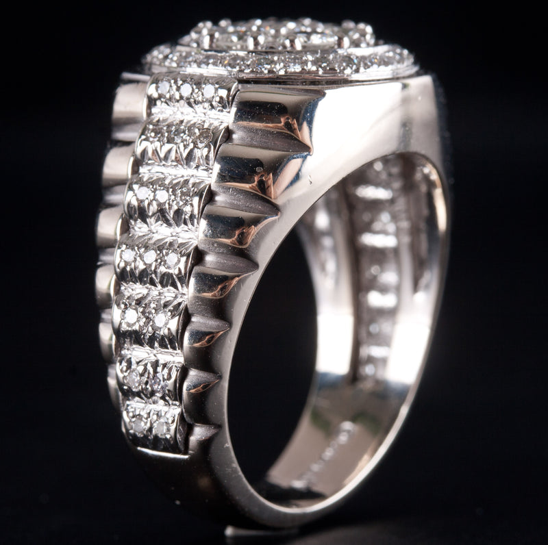 18k White Gold Round Diamond Cluster Cocktail Style Ring .925ctw 16.5g