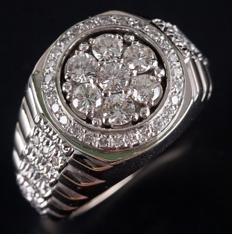 18k White Gold Round Diamond Cluster Cocktail Style Ring .925ctw 16.5g