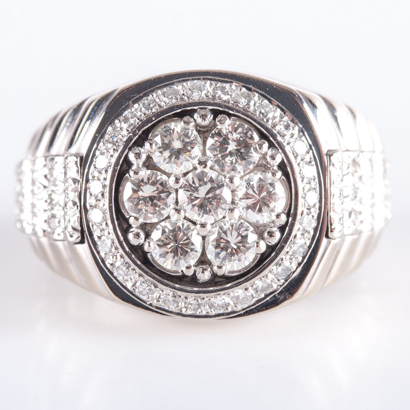 18k White Gold Round Diamond Cluster Cocktail Style Ring .925ctw 16.5g