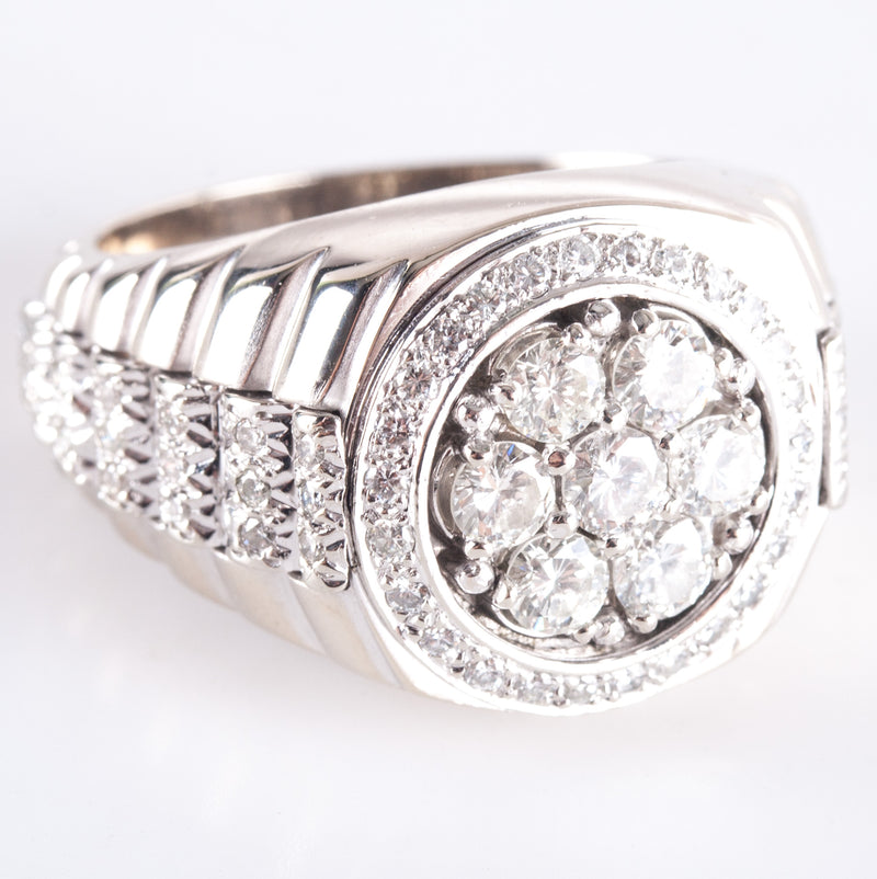18k White Gold Round Diamond Cluster Cocktail Style Ring .925ctw 16.5g