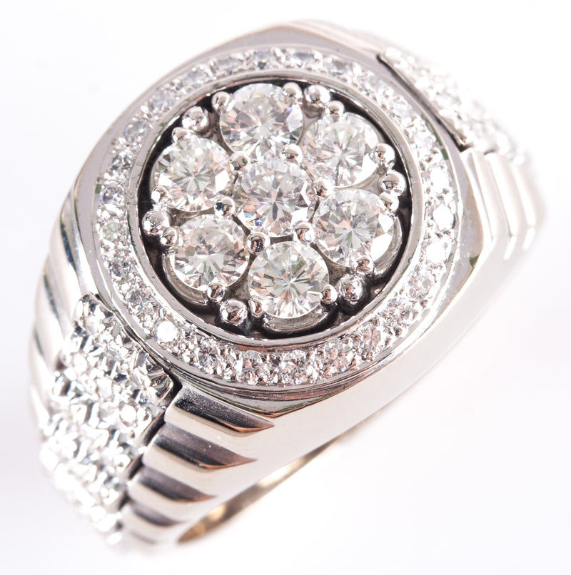 18k White Gold Round Diamond Cluster Cocktail Style Ring .925ctw 16.5g