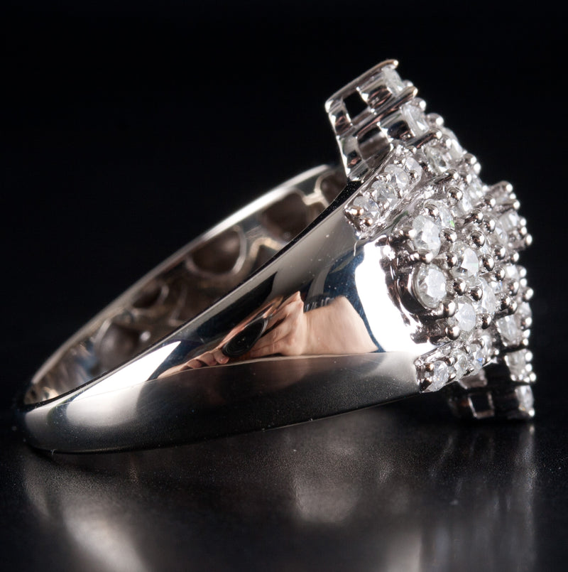 10k White Gold Round I I1 Diamond Cluster Cocktail Style Ring 1.64ctw 7.70g