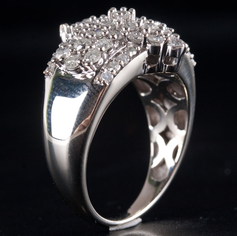 10k White Gold Round I I1 Diamond Cluster Cocktail Style Ring 1.64ctw 7.70g