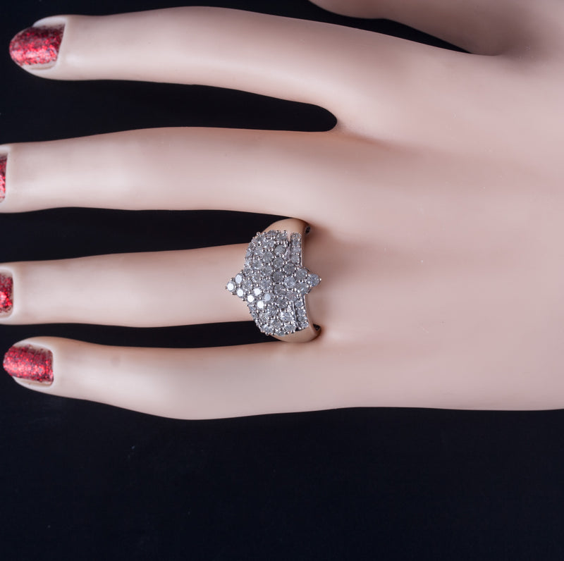 10k White Gold Round I I1 Diamond Cluster Cocktail Style Ring 1.64ctw 7.70g