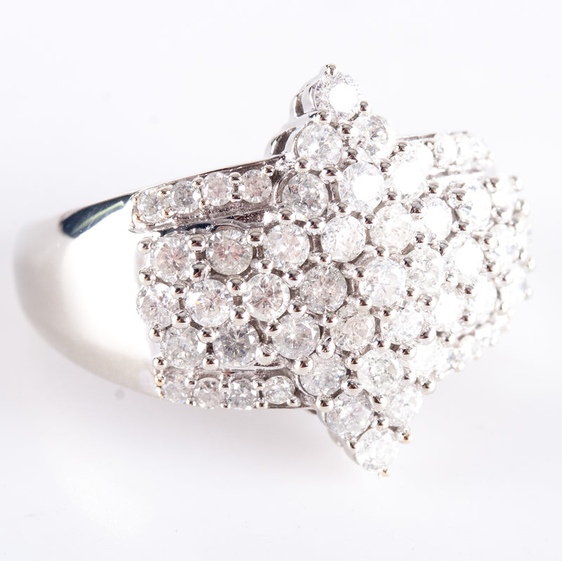 10k White Gold Round I I1 Diamond Cluster Cocktail Style Ring 1.64ctw 7.70g