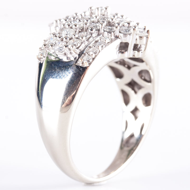 10k White Gold Round I I1 Diamond Cluster Cocktail Style Ring 1.64ctw 7.70g