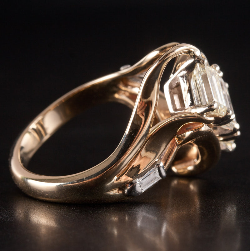 14k Yellow Gold H - I SI2 Baguette Diamond Cocktail Style Ring 2.73ctw 9.82g