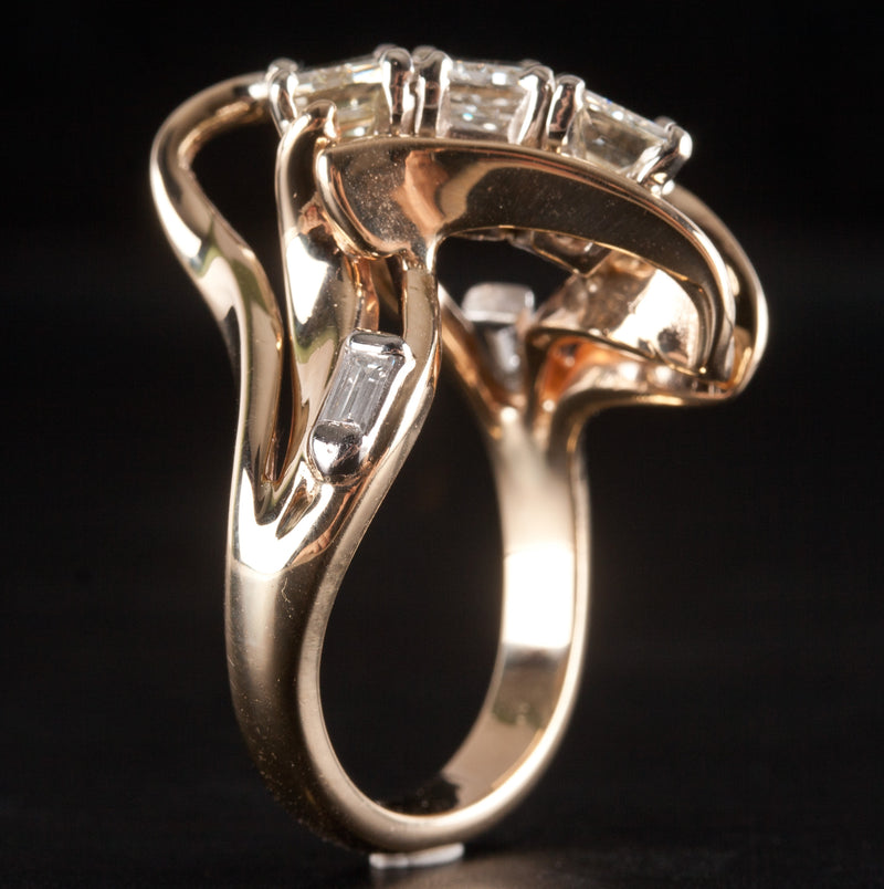 14k Yellow Gold H - I SI2 Baguette Diamond Cocktail Style Ring 2.73ctw 9.82g