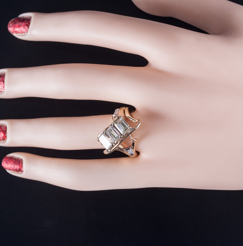 14k Yellow Gold H - I SI2 Baguette Diamond Cocktail Style Ring 2.73ctw 9.82g