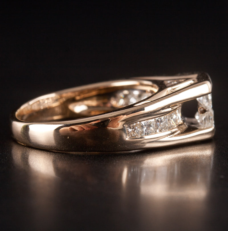 14k Yellow Gold Princess Round Diamond Invisible Set Ring .73ctw 4.94g