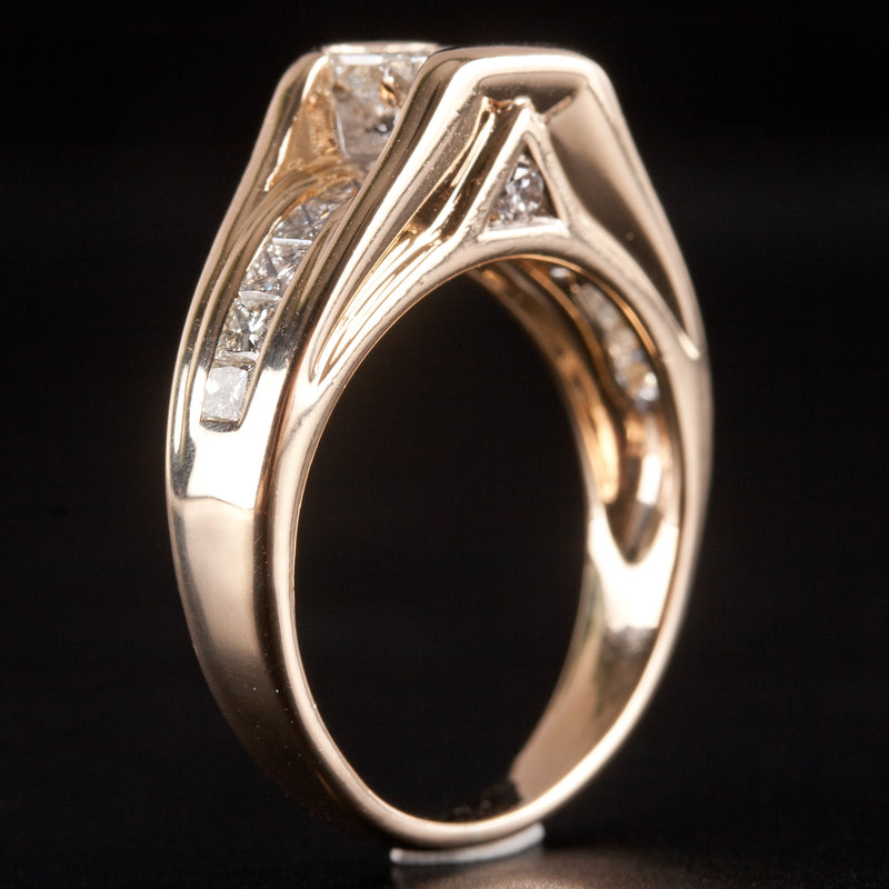 14k Yellow Gold Princess Round Diamond Invisible Set Ring .73ctw 4.94g