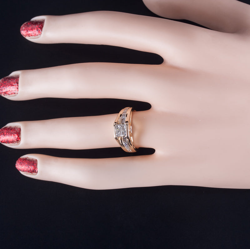 14k Yellow Gold Princess Round Diamond Invisible Set Ring .73ctw 4.94g