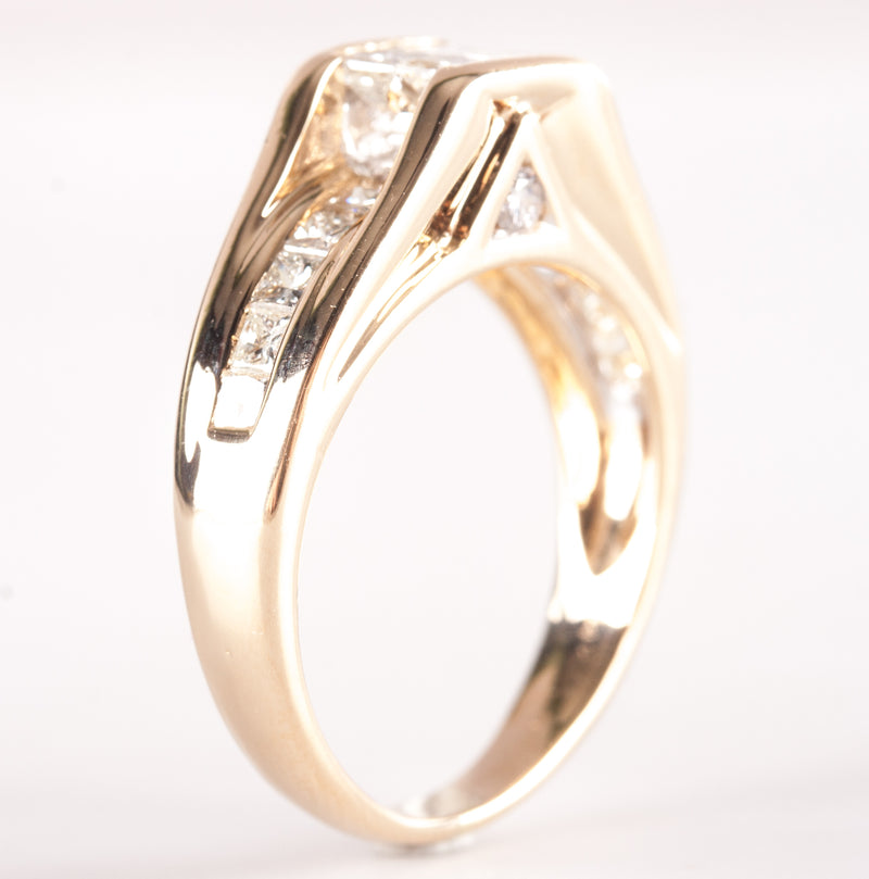 14k Yellow Gold Princess Round Diamond Invisible Set Ring .73ctw 4.94g