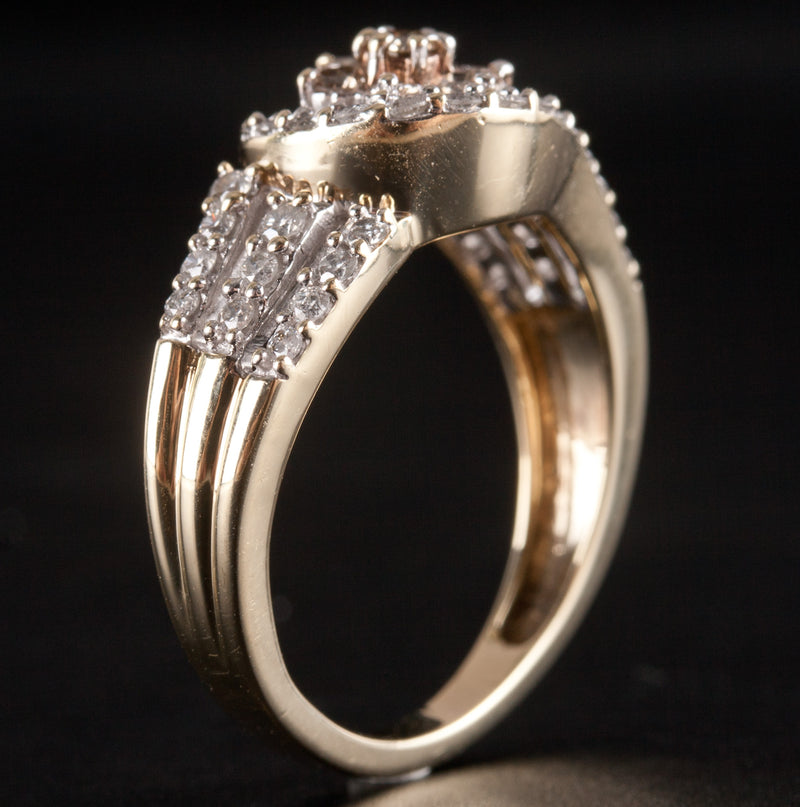 10k Yellow Gold Round Top Light Brown Diamond Cocktail Style Ring .43ctw 3.55g