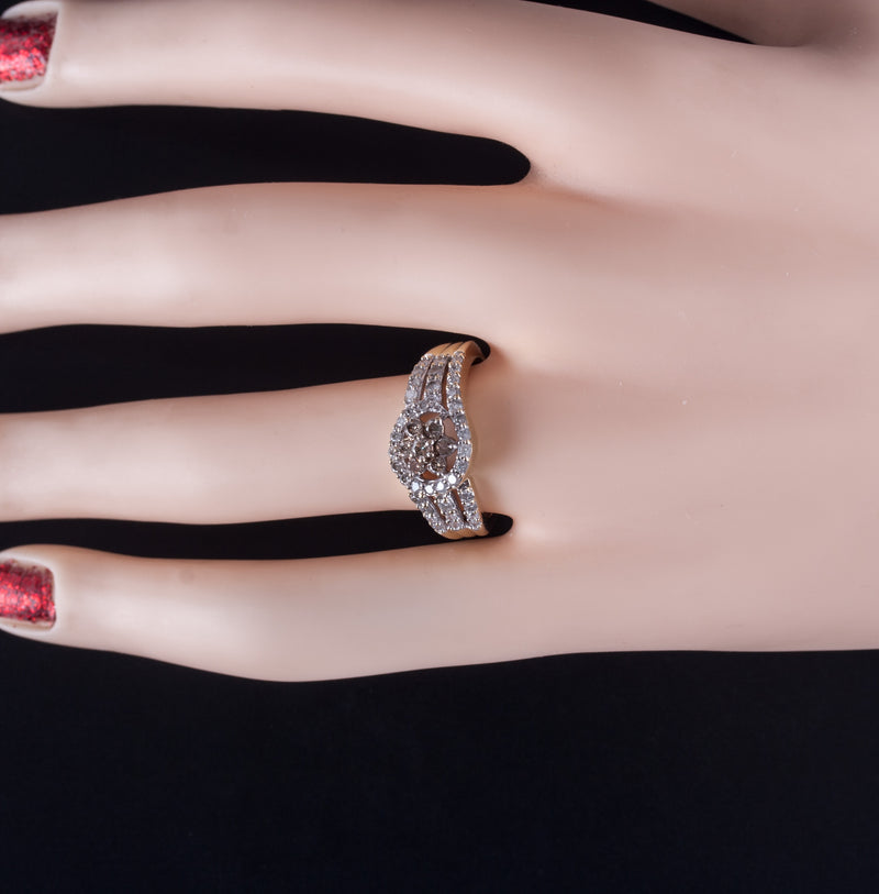 10k Yellow Gold Round Top Light Brown Diamond Cocktail Style Ring .43ctw 3.55g
