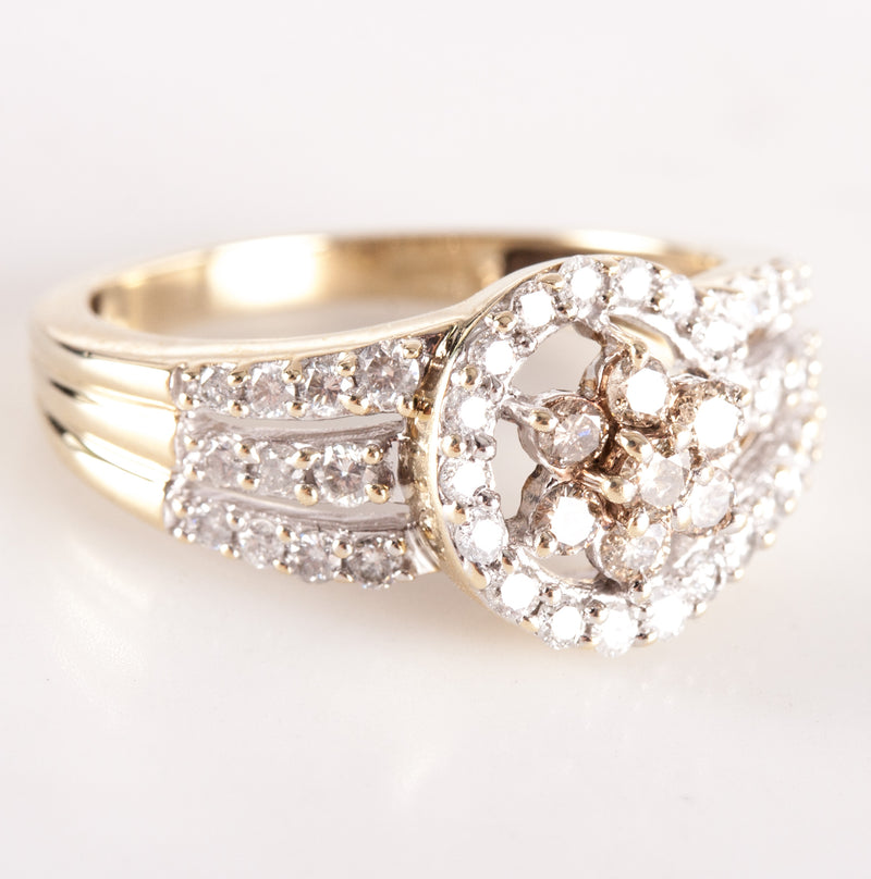 10k Yellow Gold Round Top Light Brown Diamond Cocktail Style Ring .43ctw 3.55g