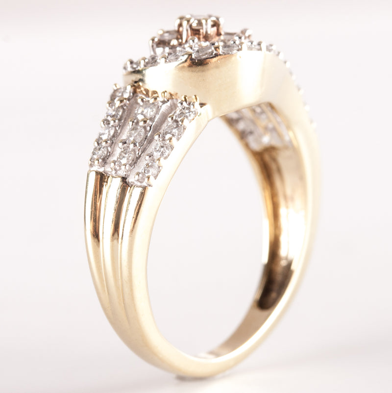 10k Yellow Gold Round Top Light Brown Diamond Cocktail Style Ring .43ctw 3.55g