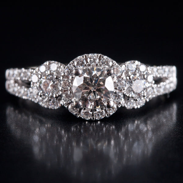 14k White Gold Round Lab-Created Diamond Halo Engagement Ring 7.25ctw 3.67g