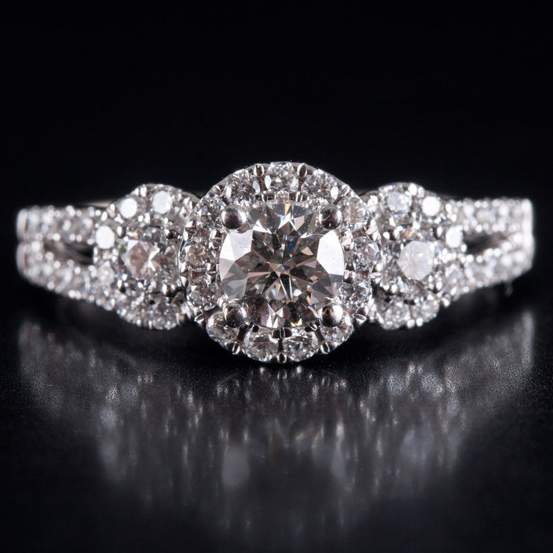14k White Gold Round Lab-Created Diamond Halo Engagement Ring 7.25ctw 3.67g