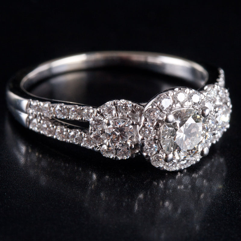 14k White Gold Round Lab-Created Diamond Halo Engagement Ring 7.25ctw 3.67g