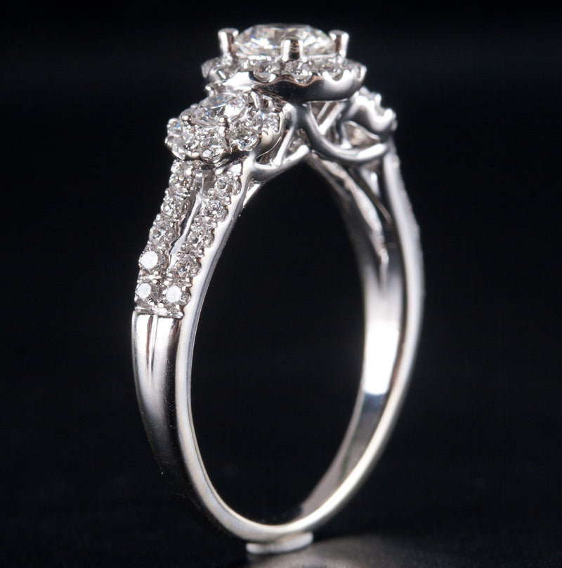 14k White Gold Round Lab-Created Diamond Halo Engagement Ring 7.25ctw 3.67g