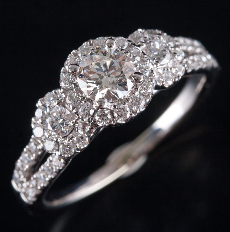 14k White Gold Round Lab-Created Diamond Halo Engagement Ring 7.25ctw 3.67g