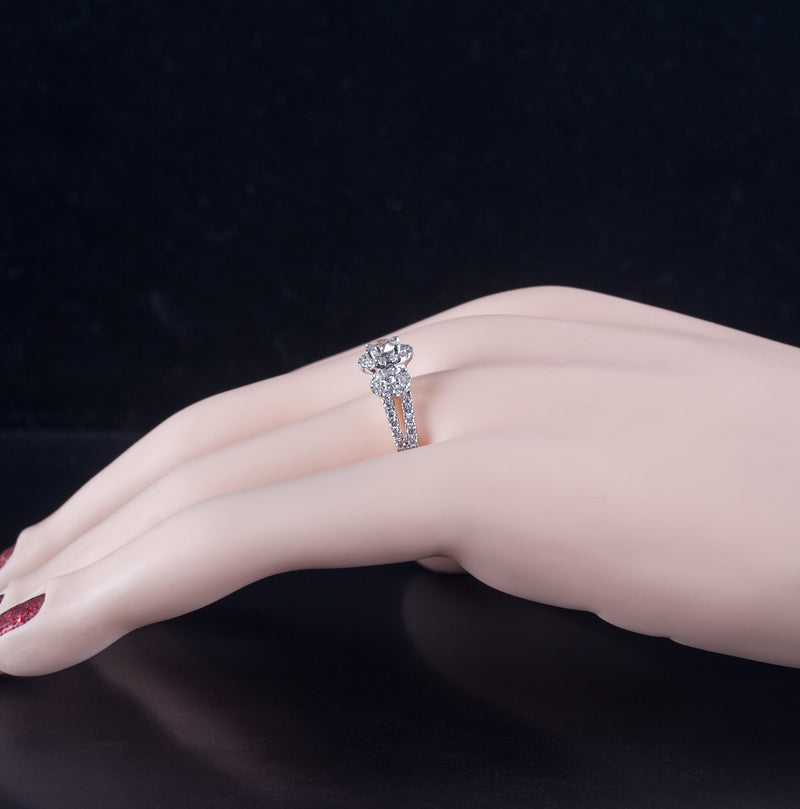 14k White Gold Round Lab-Created Diamond Halo Engagement Ring 7.25ctw 3.67g