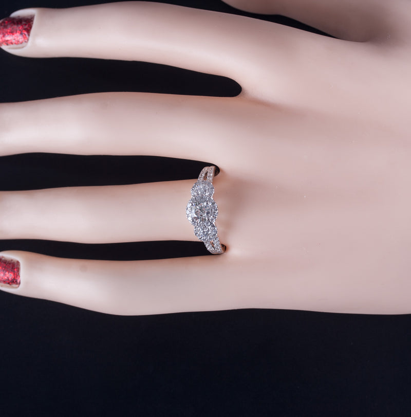 14k White Gold Round Lab-Created Diamond Halo Engagement Ring 7.25ctw 3.67g