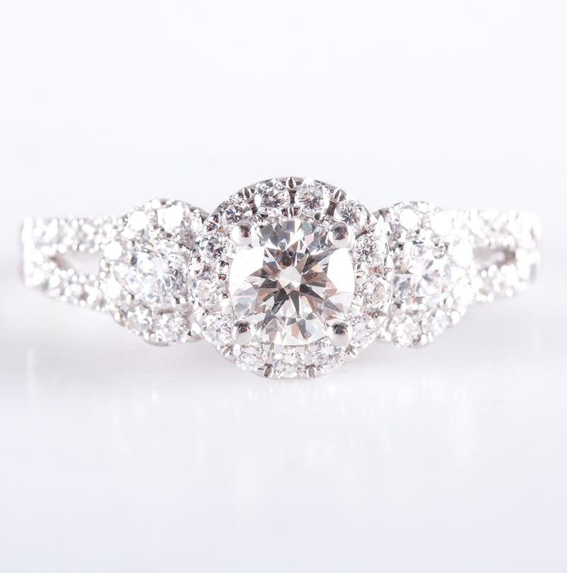 14k White Gold Round Lab-Created Diamond Halo Engagement Ring 7.25ctw 3.67g