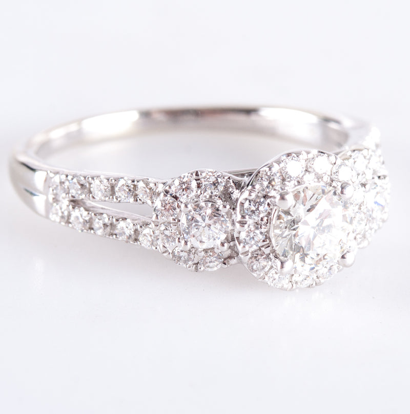 14k White Gold Round Lab-Created Diamond Halo Engagement Ring 7.25ctw 3.67g