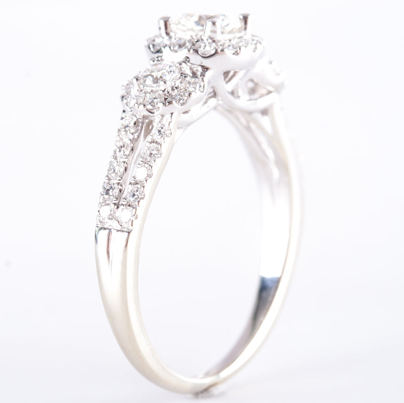 14k White Gold Round Lab-Created Diamond Halo Engagement Ring 7.25ctw 3.67g