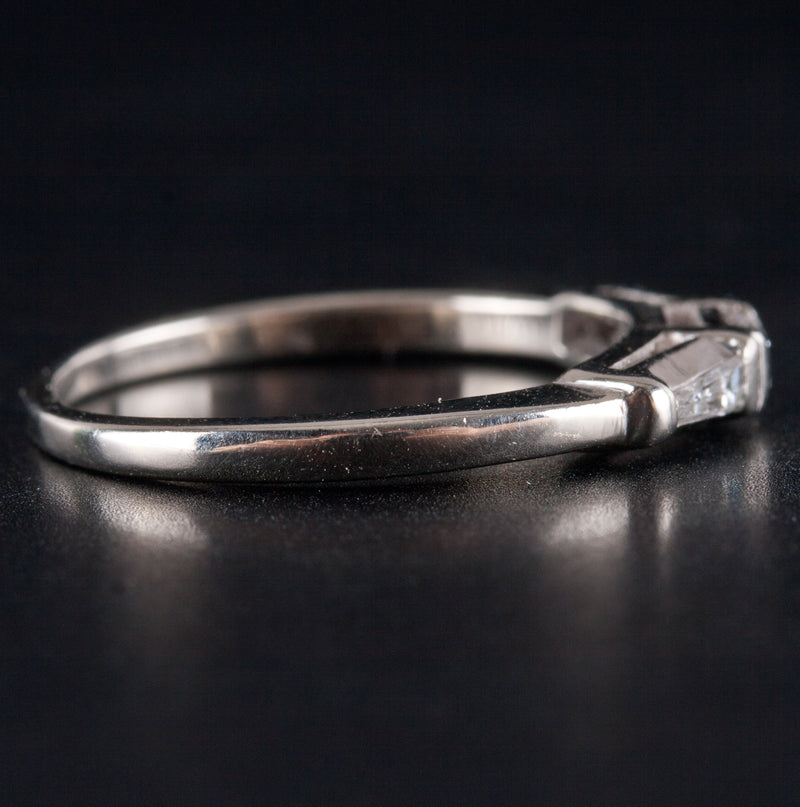 Vintage 1940s 13k White Gold Baguette Tapered Baguette Diamond Ring .10ctw 2.08g