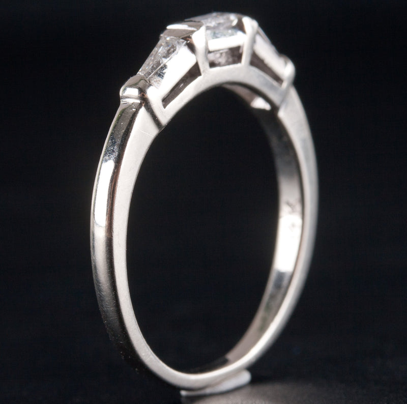 Vintage 1940s 13k White Gold Baguette Tapered Baguette Diamond Ring .10ctw 2.08g