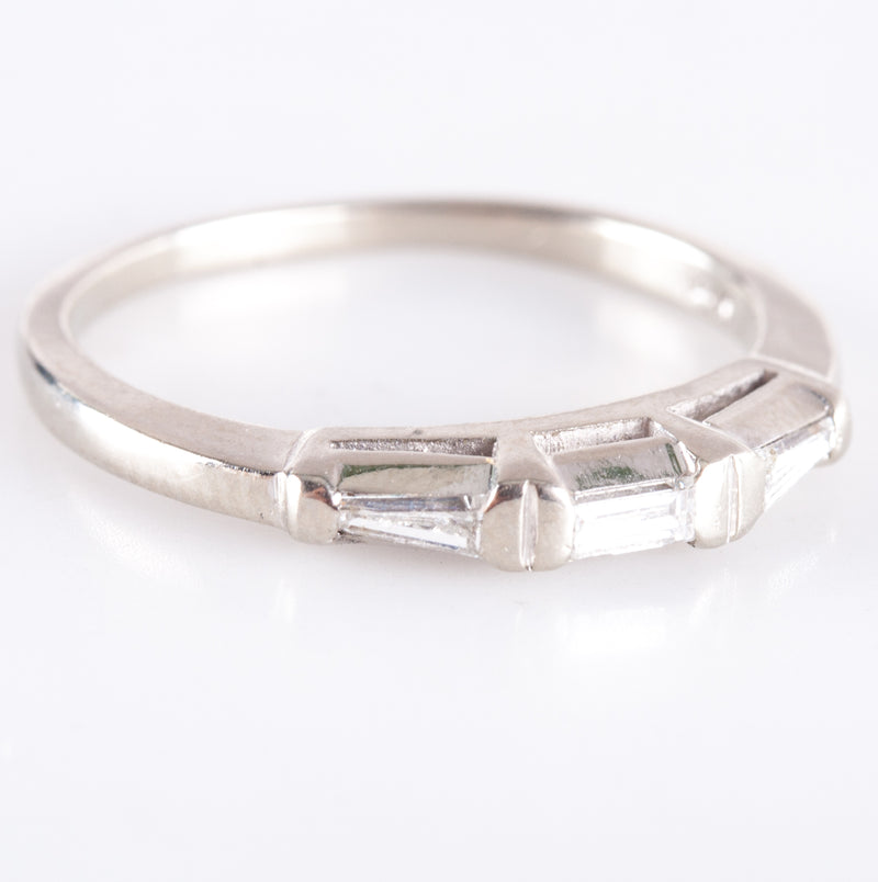 Vintage 1940s 13k White Gold Baguette Tapered Baguette Diamond Ring .10ctw 2.08g