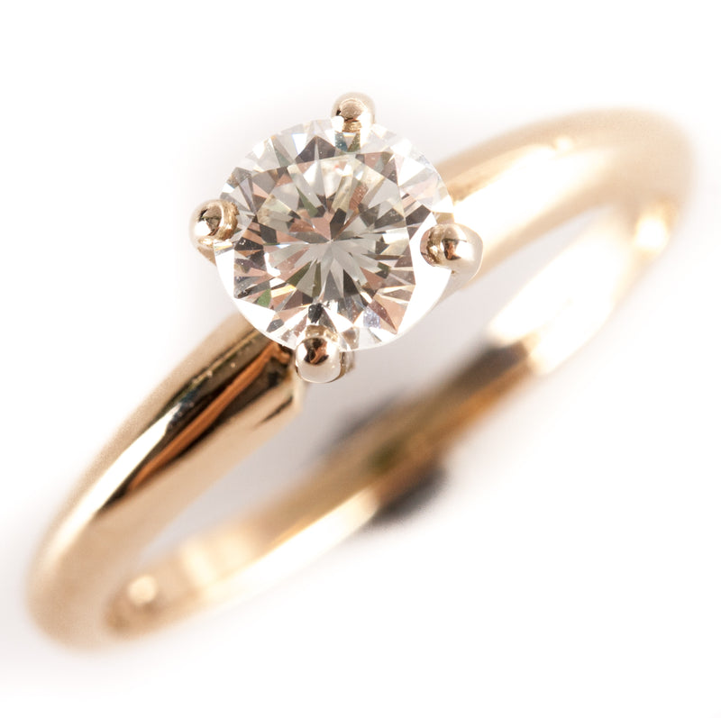 14k Yellow Gold Round H VS2 Diamond Solitaire Engagement Ring .45ctw 1.65g