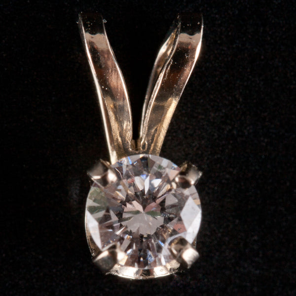 14k White Gold Round H SI1 Diamond Solitaire Pendant .25ct .45g