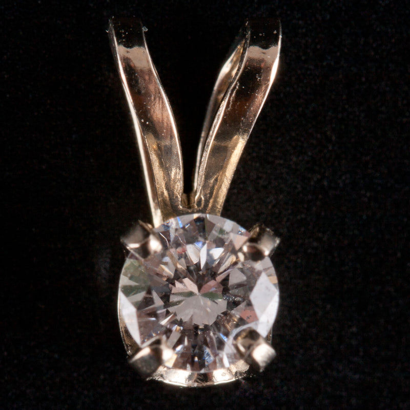 14k White Gold Round H SI1 Diamond Solitaire Pendant .25ct .45g