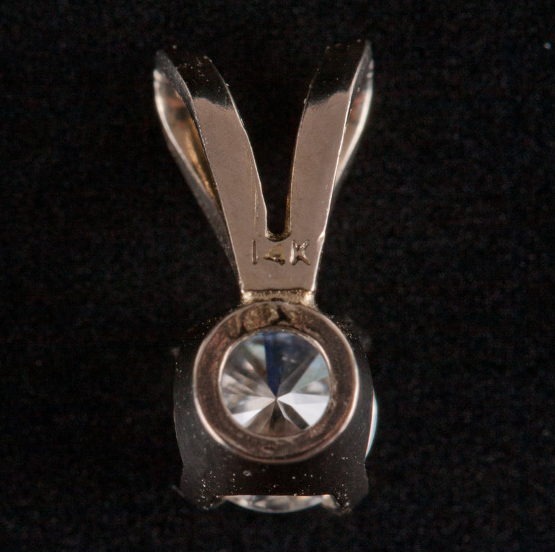 14k White Gold Round H SI1 Diamond Solitaire Pendant .25ct .45g