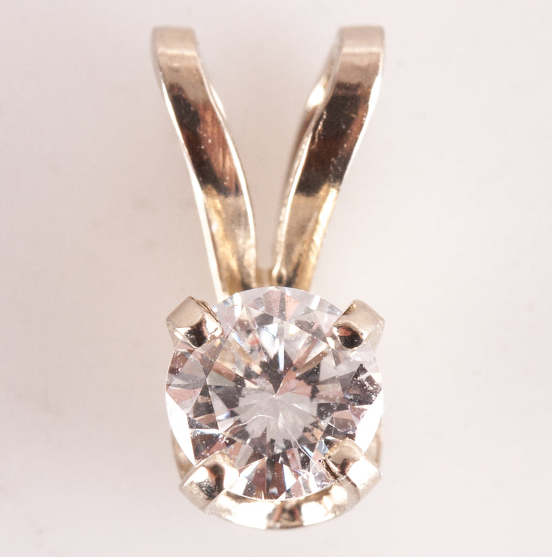 14k White Gold Round H SI1 Diamond Solitaire Pendant .25ct .45g