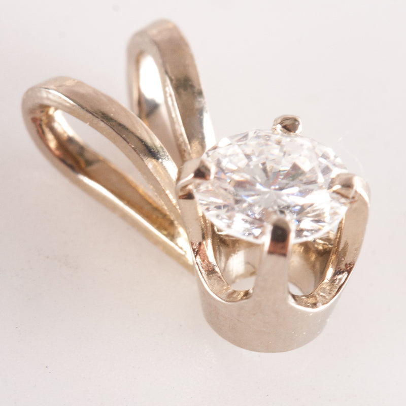 14k White Gold Round H SI1 Diamond Solitaire Pendant .25ct .45g