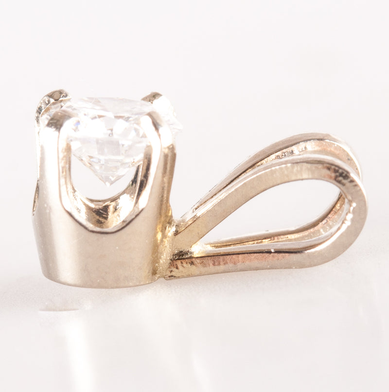 14k White Gold Round H SI1 Diamond Solitaire Pendant .25ct .45g