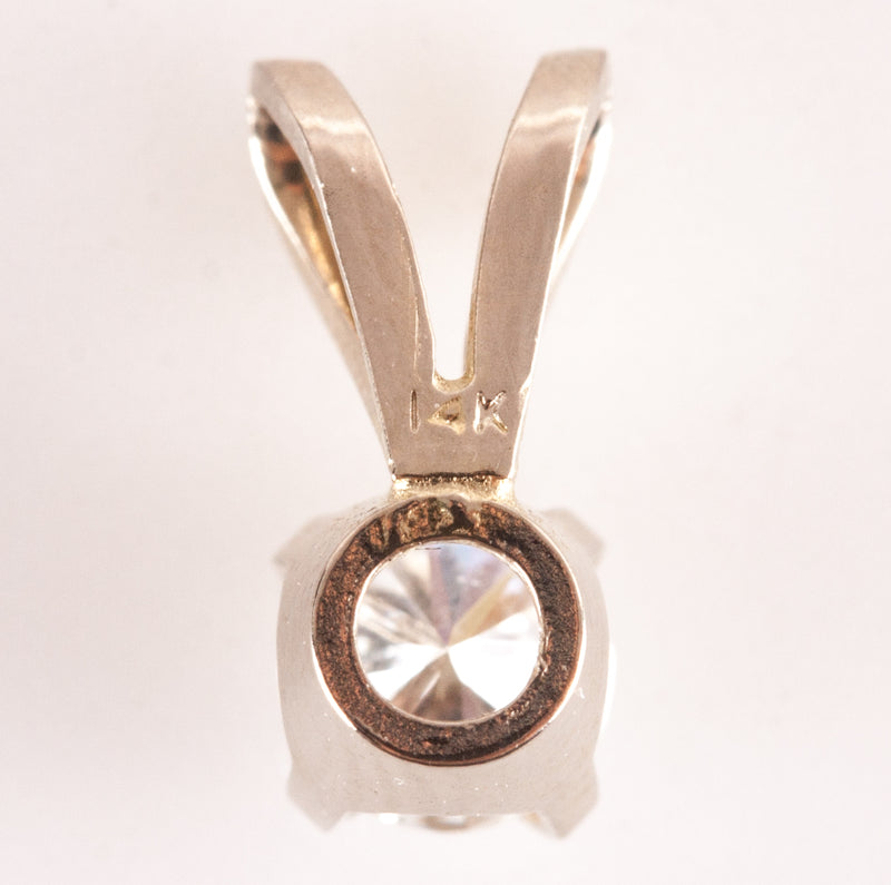 14k White Gold Round H SI1 Diamond Solitaire Pendant .25ct .45g