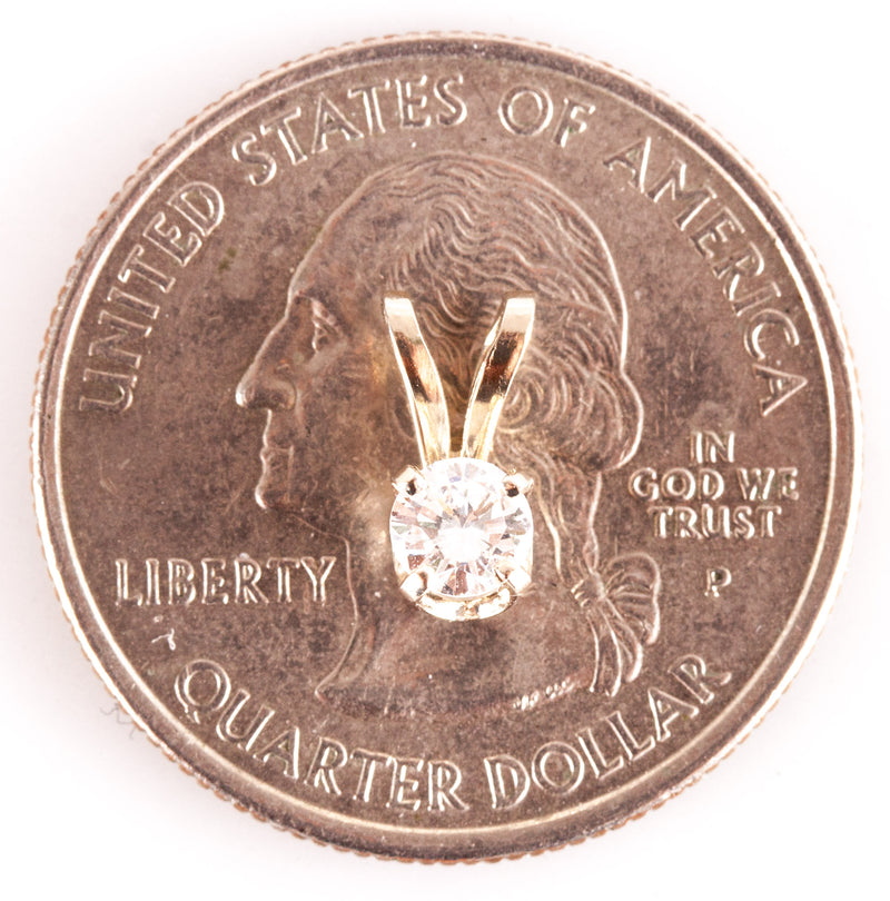 14k White Gold Round H SI1 Diamond Solitaire Pendant .25ct .45g