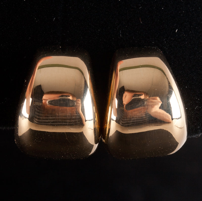 18k Yellow Gold Hollow Huggie Earrings W/ Omega Backs 5.6g 15.6mm x 11.8mm