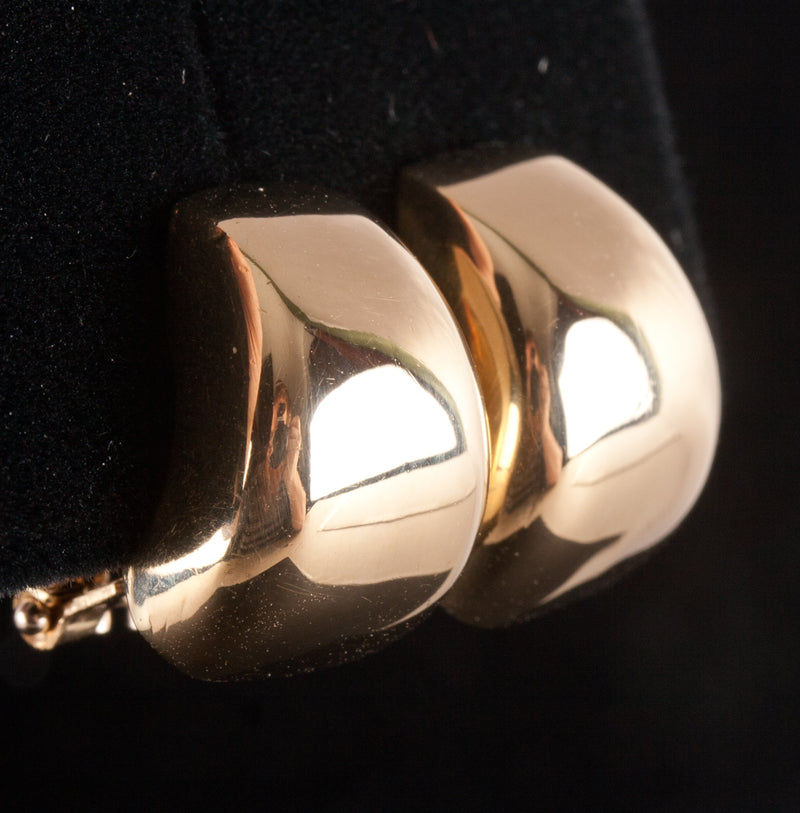 18k Yellow Gold Hollow Huggie Earrings W/ Omega Backs 5.6g 15.6mm x 11.8mm