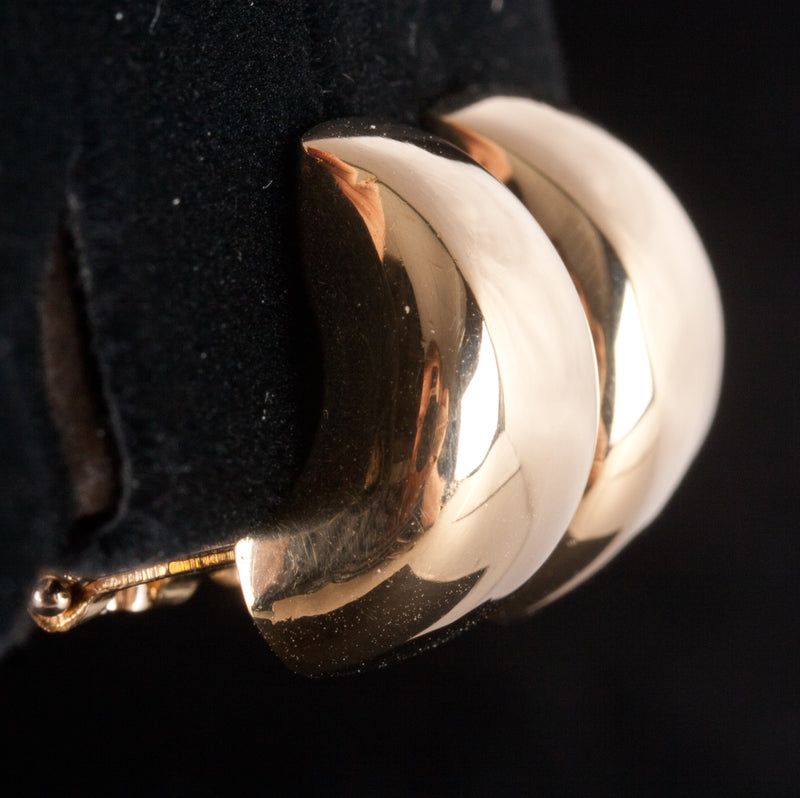 18k Yellow Gold Hollow Huggie Earrings W/ Omega Backs 5.6g 15.6mm x 11.8mm