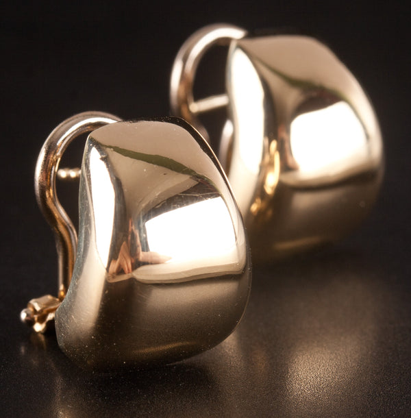 18k Yellow Gold Hollow Huggie Earrings W/ Omega Backs 5.6g 15.6mm x 11.8mm