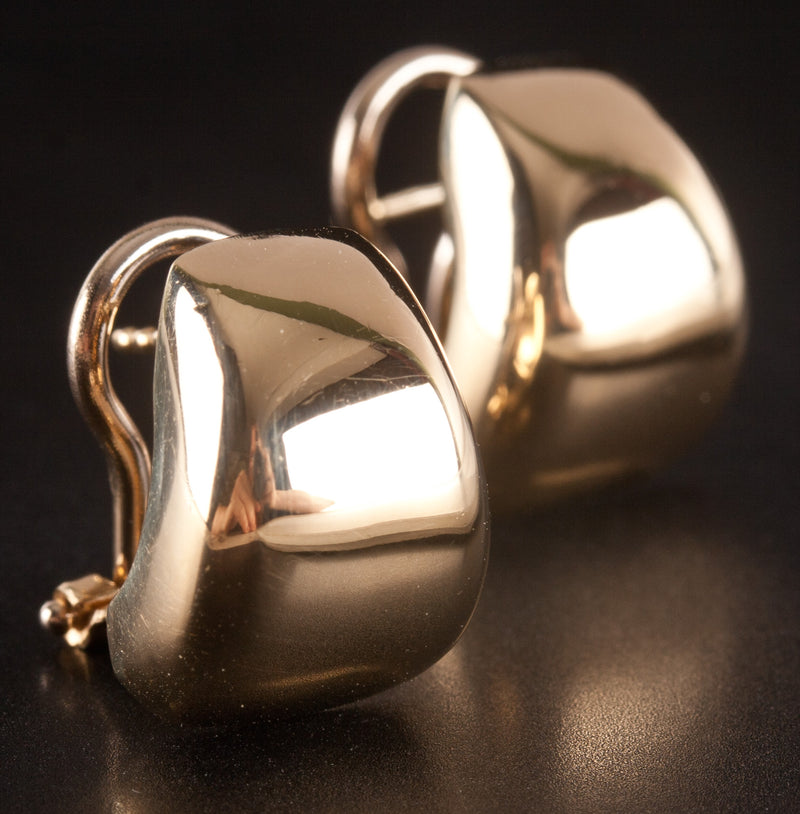 18k Yellow Gold Hollow Huggie Earrings W/ Omega Backs 5.6g 15.6mm x 11.8mm